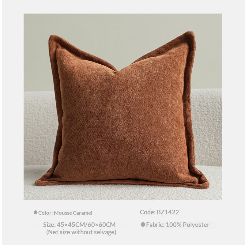 Chenille pillow cover in brown