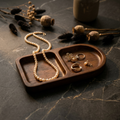 Wood jewelry tray with pearl rings