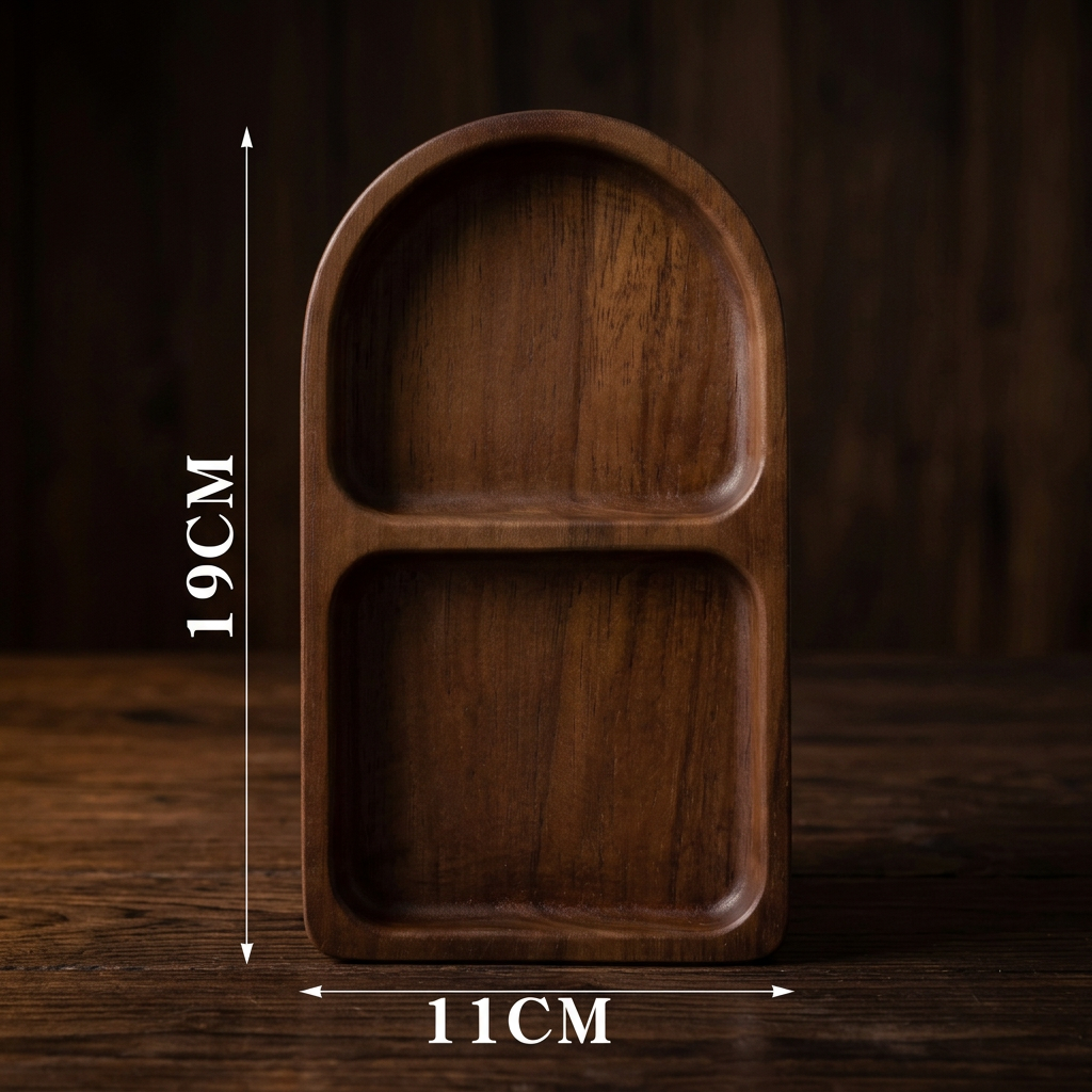 Wooden two-compartment jewelry tray dimensions, about 7.5 x 4.3 inches